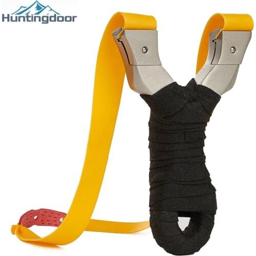 Powerful Flat Leather Slingshot Stainless Steel Hunting Sling Shooting Practice Accessories Wholesale Outdoor Games Catapult