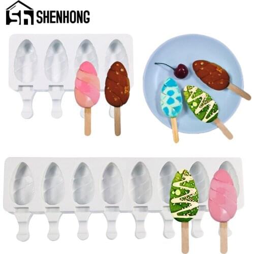SHENHONG Leaf Shape Design Silicone Ice Cream Moulds 50pcs Sticks 20 Types Popsicle Molds Summer Dessert Tools Cube Tray