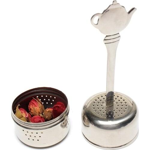 Stainless Steel Tea Infuser Strainer Cylindrical Tea Leak Spice Herbal Filter Seasoning Balls Hanging Chain Kitchen Accessories