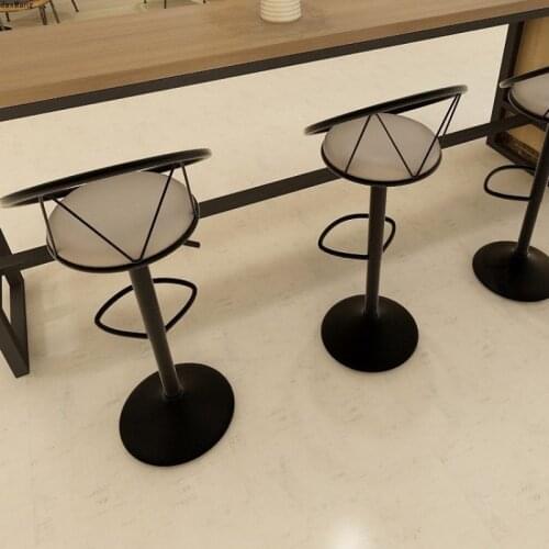 Nordic Bar Stool Leisure Simple Bar Chair High Feet Stool PU Soft Seat Wrought Iron Backrest Industrial Bar Stool Home Furniture
