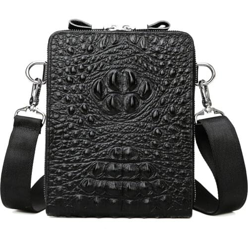 Crocodile Pattern Business Shoulder Bag Mens Genuine Leather Cross Body Bag Messenger Bag High Quality Man Travel Bag