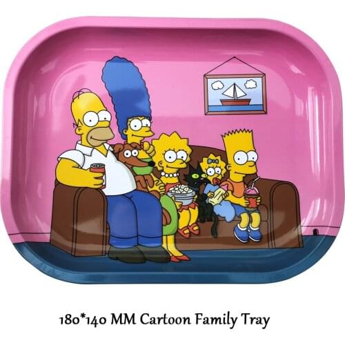 Top Quality Cartoon Family Rolling Tray Pot Tray Rolling Machine Grinder Storage Hookah Tray For Smoke Metal Ashtray Dropship