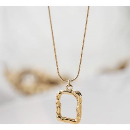 YUN RUO 2021 Not Fade Gold Plated Geometric Espbox Pendant Necklace Fashion Titanium Stainless Steel Jewelry Woman Accessory