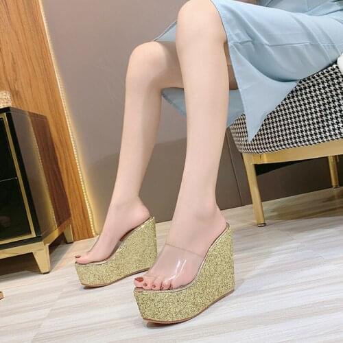 2021 New Summer Transparent Platform Wedges Sandals Women Fashion High Heels Female Summer Shoes