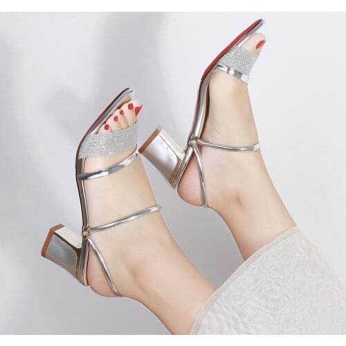 2021 Womens Heels Sandals Gold Shoes House Slippers For Women Slides Bling Female Fashion Casual Shoes Ladies Footwear Woman