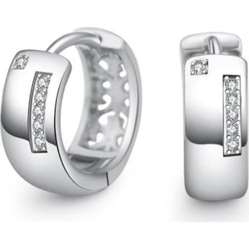 KOFSAC Latest Fashion 925 Sterling Silver Earrings For Women Girl Birthday Party Shiny Crystal CZ Ear Hoop Earring Jewelry Gifts