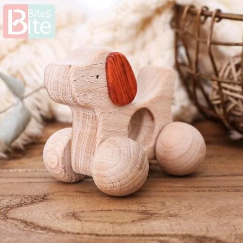 1pc Baby Wooden Animal Car Horse Beech Rodent Wooden Teether Rodent Blank Montessori Toys Newborn Educational ChildrenS Goods