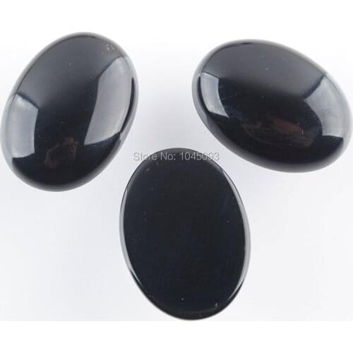 YOWOST Free Shipping Natural Black Agates Gem Stone Oval Cabochon CAB No Hole Jewelry 22x30x7MM 10PCS QU3160
