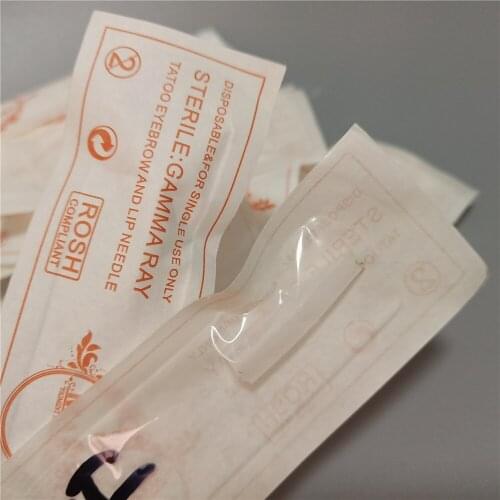 100Pcs 7F Permanent Makeup Needle Eyebrow Tattoo Cap Sunshine and Giant Sun Nozzle G-8650 G-9740 Individually Packed