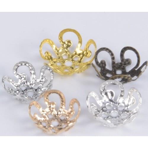 100Pcs/Lot Pendant Charms End Cap Filigree DIY Jewelry Accessories Hollow Flower Spacer Beads Caps For Jewelry Making Supplies