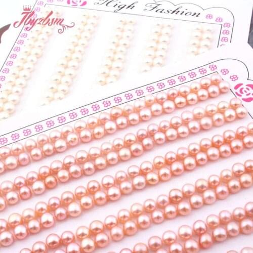 3-4mm White Pink Half Hole Freshwater Pearl Beads Natural Stone Beads 5 Pair For DIY Earring Rings Jewelry Making,Free Shipping