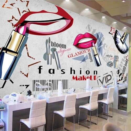 Custom Mural Wallpaper 3D Fashion Cement Wall Makeup Manicure Photo Wall Painting Living Room Beauty Shop Papel De Parede Sala