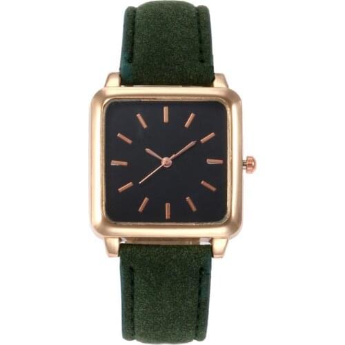 40%HOT Fashion Square Dial Analog Faux Leather Band Women No Number Quartz Wrist Watch