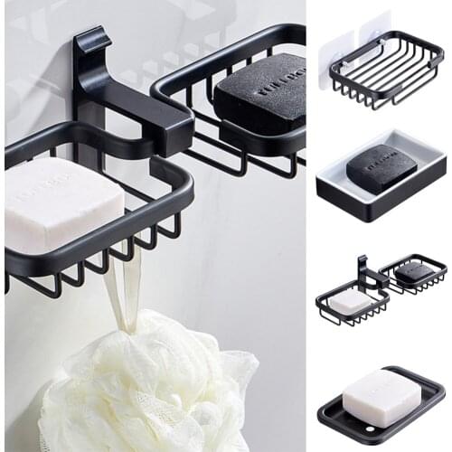 Aluminum Soap Dish Wall Mount Soap Holder Bathroom Soap Tray Storage Shelf Shower Accessories