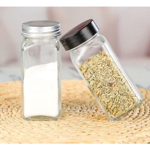Free diy Stickers Canister Set Glass Spice Jar Condiment Dispenser Salt and Pepper Shakers Seasoning Bottle Kitchen Accessories