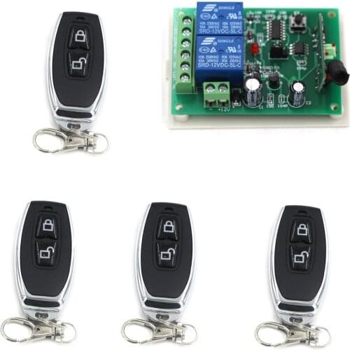 12V RF Wireless Remote Control Switch 2CH Remote Controller ON-OFF DC 24V Relay Receiver Switch System NO NC COM Momentary