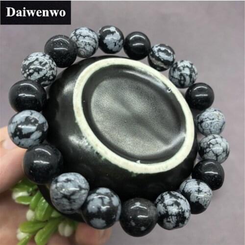 Natural Stone Snow Flake Obsidiam Beads Bracelet for Men Gift Lucky