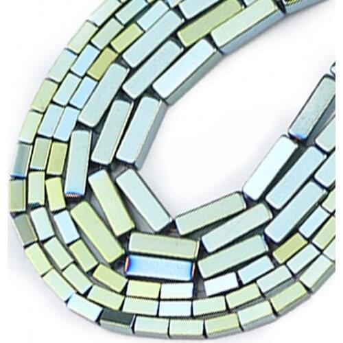 Rectangle Cuboid Green Hematite beads Natural Stone Square Spacer Loose Beads For Jewelry Making Diy Bracelet Necklace 4/6/9MM