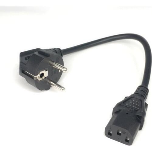 CEE7/7 to IEC C13 Power Cords, 10A/16A, 250V, H05VV-F 0.75mm Cable ,Short Schuko to C13 Power cord,1ft/30cm