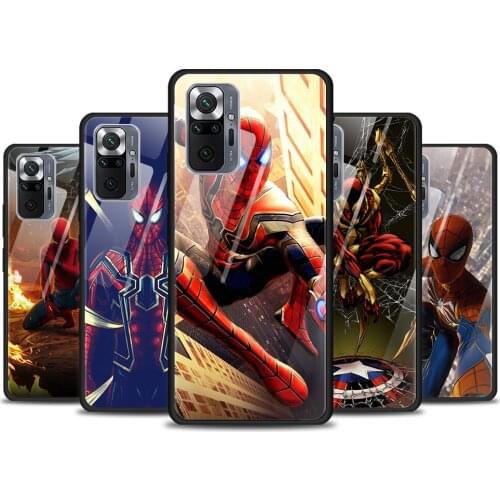 Iron Spider Avengers Tempered Glass Cover For Xiaomi Redmi Note 10 10S 9 9T 9S 8T 8 9A 9C 8A 7 Pro Max Phone Case