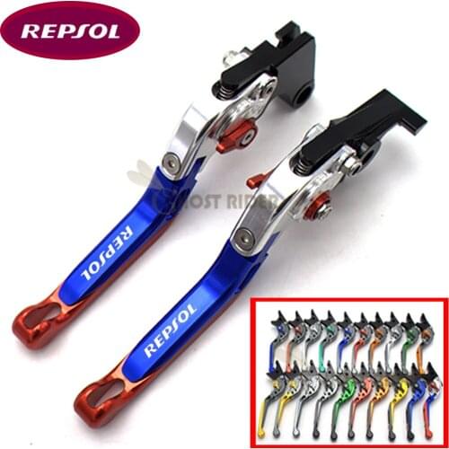 For HONDA CBR1000RR 2004-2007, CB1000R 2008-2014 Motorcycle Adjustable Folding Extendable Brake Clutch Levers logo REPSOL