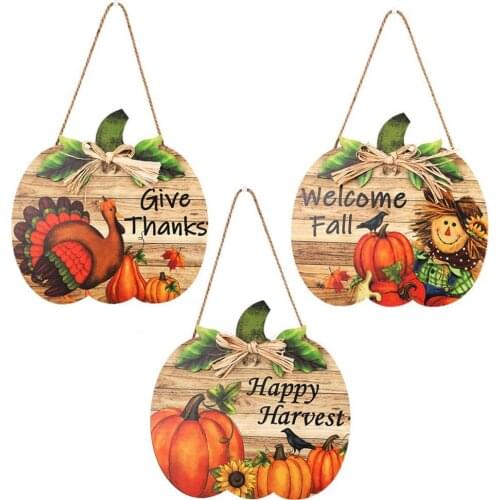 1 PCS Eco-Friendly Wood Hanging Plaque Attractive Add Thanksgiving Atmospheres Pumpkin Shape Sturdy Reliable Door Pendant