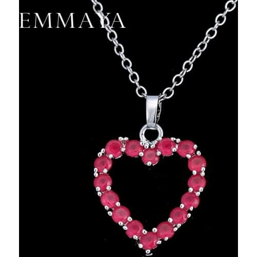 EMMAYA Red Color Jewelry Wholesale Heart Shape CZ Purple Crystal Pendant Necklace Choker for Women Girls Drop Ship