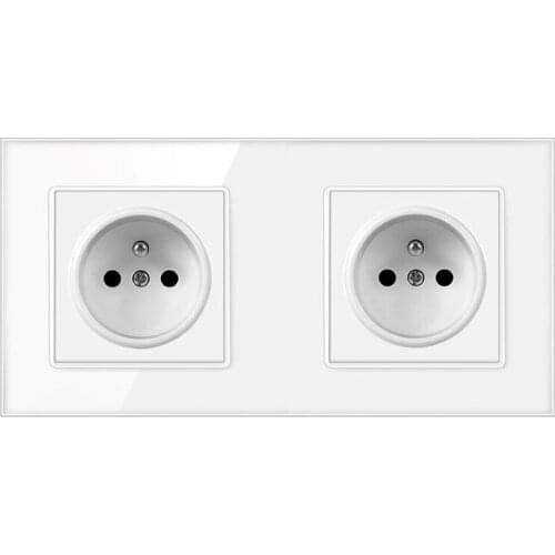 FRON172*86 French Standard Crystal Tempered Glass Enchufe Gniazdo Wall Socket Prise Murale Outlet Presa AC100-250V 16A