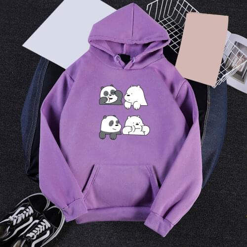 Panda Printed Womens Hoodie Girls Harajuku Pocket Hooded Female Sweatshirts 2020 New Autumn Long Sleeve Couple Sweet Sweatshirt