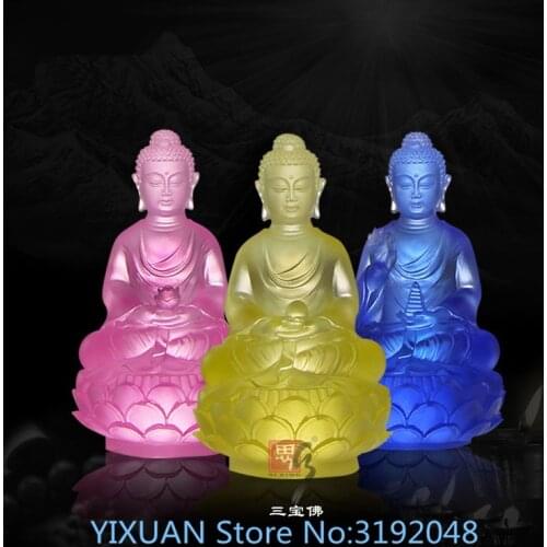 Chinese arts and crafts Sambo smiling Buddha Shakya Muni Buddha, Amitabha, a pharmacist Buddha, 3 optional