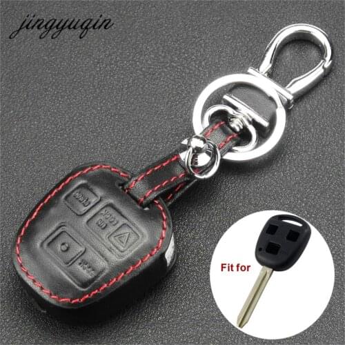 Jingyuqin Leather KeyChain Car Key Case Cover For Toyota Tarago RAV4 Corolla Camry Celica Avalon for Lexus RX300 ES300