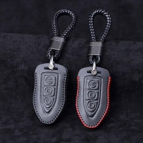 Leather car key fob cover case protect skin set hood for zotye t600 t700 remote keyless keychain keyring holder car styling