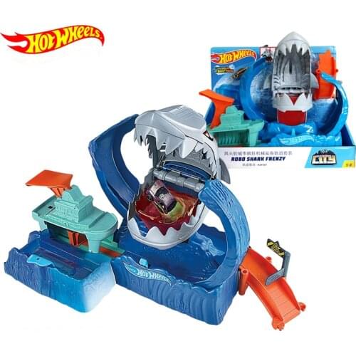 Tracks Hot Wheels Car Toys City Crazy Mechanical Shark Hotwheels Carro Boys Toy Car Color Changing Hot Toys for Children Diecast