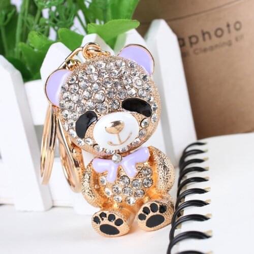Lovely Little Bear Butterfly Bowknot Crystal Rhinestone Charm Pendant Purse Bag Car Key Ring Chain Creative Wedding Party Gift