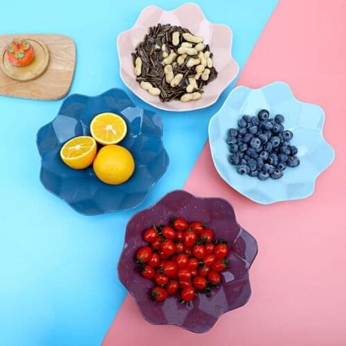 Fruit Bowl Stackable Multifunctional Plastic Reusable Salad Snack Dish Plate for Kitchen Office Retractable Plastic Fruit Bowl