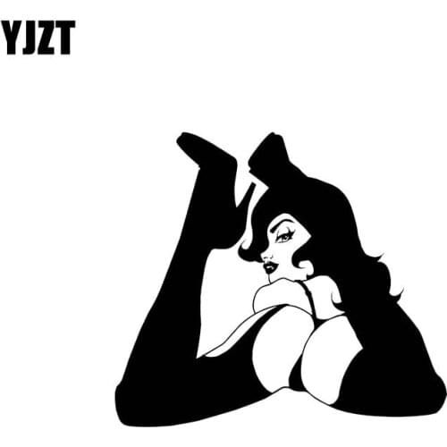 YJZT 14.2*12.7CM Bold Sexy Attractive Girl Zero Defect Car Sticker Silhoutte Black/Silver Vinyl Decal Fantastic Style C20-0500
