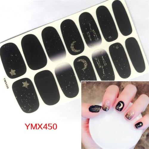1sheet Moon Star Glitter Nail Art Stickers Fashion Full Nail Wraps Waterproof Long-lasting DIY Manicure Decor Tips Wholesale