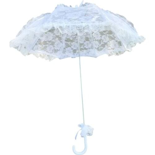 2021 New Bridal Lace Hollow Umbrella Wedding Decoration Photo Props Rose Long Handle Umbrellas