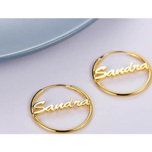 Mothers Day Gift Customized Name Letter Simple Heart Shaped Earring Lover Family Pet Memory Gift Silver Gold Rose Color