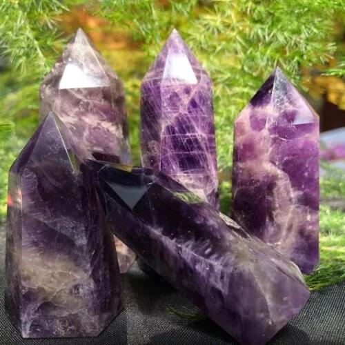 1PC Natural amethyst hexagon Crystal Point Mineral Ornament energesis Healing Wand Family Home Decoration DIY Gift