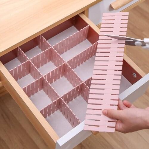 Adjustable Plastic Drawer Divider DIY Storage Shelves Household Free Combination Partition Board Space-saving Division Tools