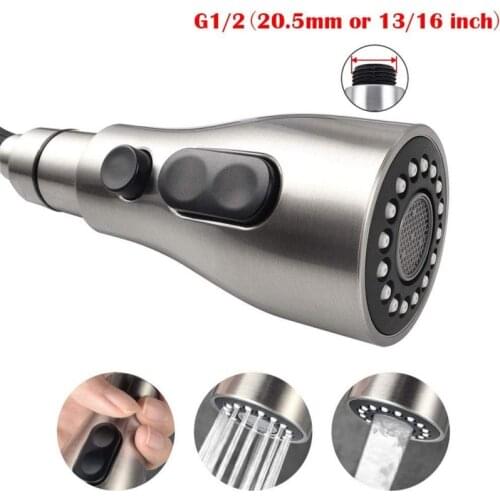 Adjusted Kitchen Bathroom Tap Faucet Pull Out Shower Head Water Spray Replacement Head Sprinkler Three-function Pause Pull Head