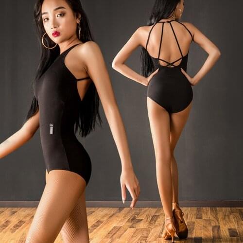 2019 Women Latin Dance Tops Black Sexy Backless Top For Lady Latin Cha Cha Samba Rumba Performance / Practice Dancing DQS1563