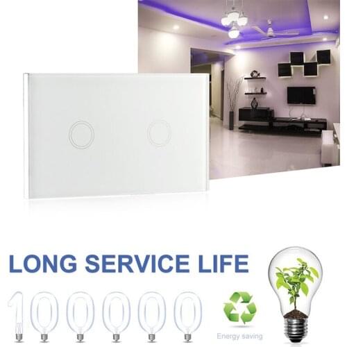 Kebidu 86 120 Smart Touch Switch White Crystal Glass Switch Panel Sensor Switch with Wireless RF 433Mhz Remote 2 Gang 1 Way Newest