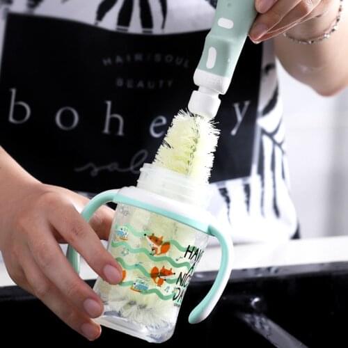 Retractable Water Cup Brush Baby Bottle Brush Glass Bottle Stubborn Stains Without Scratching 360 Degree Kitchen Cleaning Brush