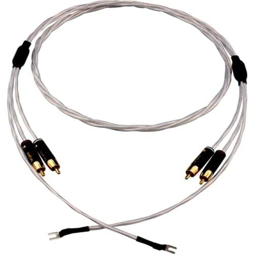 High Quality HIFI 7N OFC 2RCA Male to Male Silver-Plated Shielded Sire Vinyl LP Tonearm Cable Fever Sing and Replay Audio Cable