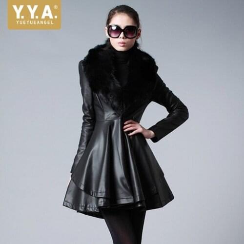 YueYueAngel Womens Winter Leather Jackets