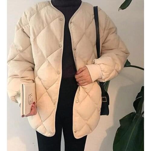 Women 2020 Loose Padded Jacket Coat Vintage Long Sleeve Side Pockets Female Outerwear Chic Tops Lady Outerwear Dropshipping