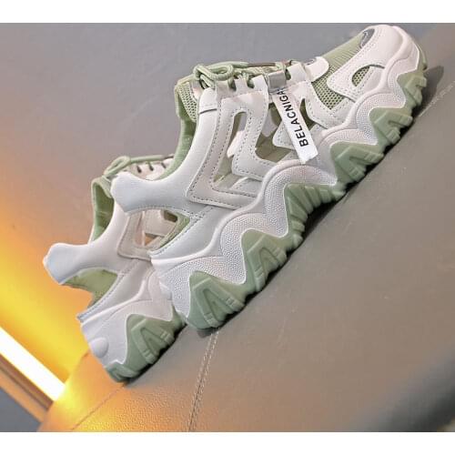 White Women Shoes New Chunky Sneakers For Women Lace-Up White Vulcanize Shoes Casual Fashion Dad Shoes Platform Sneakers Basket