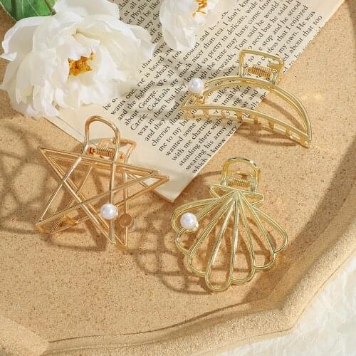 European and American elegant temperament jewelry with copper catch clip back head large ins shark hair clip headdress female